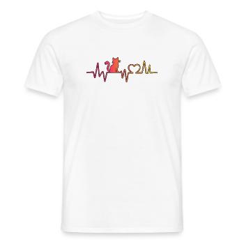 Herzschlag-Katze im Farbverlauf - Männer T-Shirt - Weiß - Vorne - AI Model Male 178 dark (178cm)