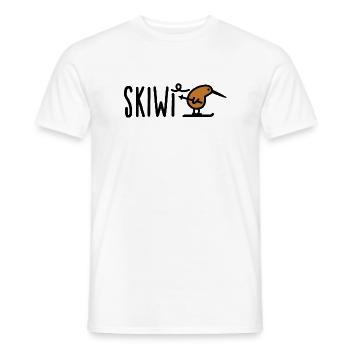 Skiwi funny skiing Kiwi bird New Zealand cartoon - Men's T-Shirt - white - Front - AI Model Male 178 dark (178cm)
