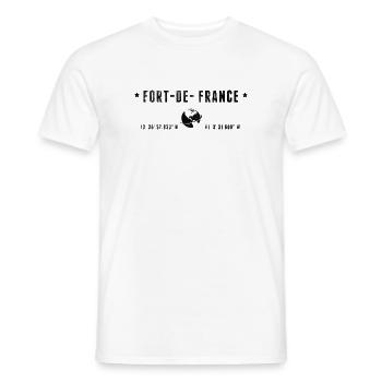 Fort-de-France Martinique Coordonnées - T-shirt homme - blanc - Devant - AI Model Male 178 dark (178cm)