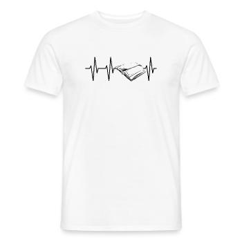 Book Books Fair Symbol Heartbeat Pulse ECG icon - Men's T-Shirt - white - Front - AI Model Male 178 dark (178cm)