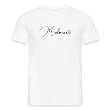 Melanie Surname First Name Girl - Men's T-Shirt - white - Front - AI Model Male 178 dark (178cm)