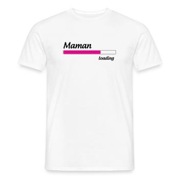Maman loading... Please Wait - Future Mère - T-shirt homme - blanc - Devant - AI Model Male 178 dark (178cm)