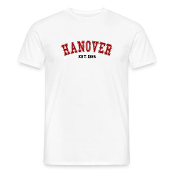 Hanover Est. 1985 - Men's T-Shirt - white - Front - AI Model Male 178 dark (178cm)