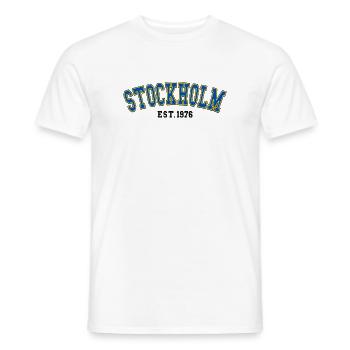 Stockholm gegründet 1976 - Männer T-Shirt - Weiß - Vorne - AI Model Male 178 dark (178cm)