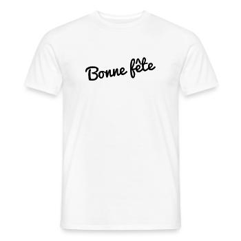 HERZLICHEN GLÜCKWUNSCH ZUM GEBURTSTAG. MUTTERTAG. VATERTAG. PARTEI - Männer T-Shirt - Weiß - Vorne - AI Model Male 178 dark (178cm)