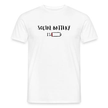 social battery 1% – Funny Introvert Humor - Männer T-Shirt - Weiß - Vorne - AI Model Male 178 dark (178cm)