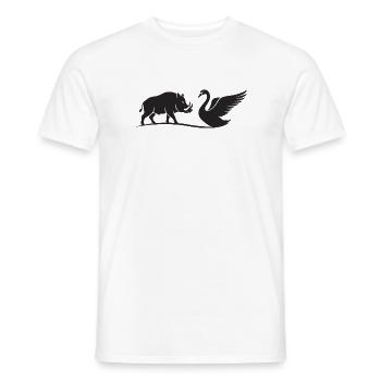 Wild Boar and Swan Black Silhouettes - Men's T-Shirt - white - Front - AI Model Male 178 dark (178cm)