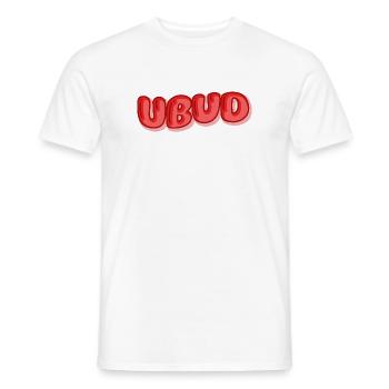 Ubud Bubble Font Design - Men's T-Shirt - white - Front - AI Model Male 178 dark (178cm)