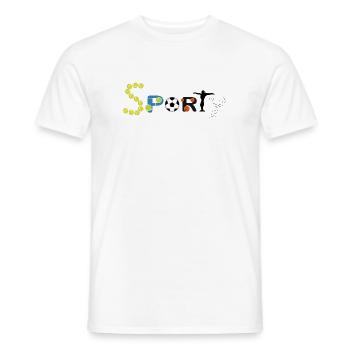 SPORTY - Sports Typography Design - Männer T-Shirt - Weiß - Vorne - AI Model Male 178 dark (178cm)