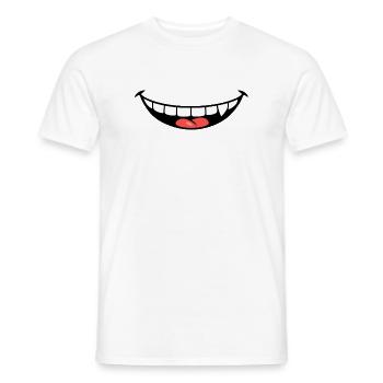 Freches Grinsen – Cartoon-Mund mit roter Zunge - Männer T-Shirt - Weiß - Vorne - AI Model Male 178 dark (178cm)