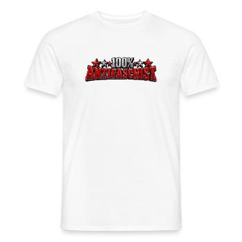 100% Antifaschist! - Männer T-Shirt - Weiß - Vorne - AI Model Male 178 dark (178cm)