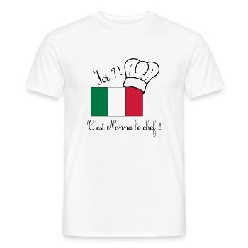 Ici ?! C'est Nonna le chef ! - T-shirt homme - blanc - Devant - AI Model Male 178 dark (178cm)