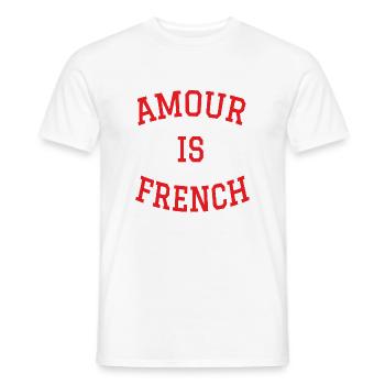 The bestseller ❤️AMOUR IS FRENCH in red - Men's T-Shirt - white - Front - AI Model Male 178 dark (178cm)