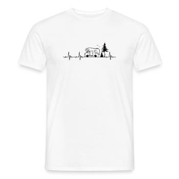 Camper Caravan Forest Camping Lover Heartbeat - Men's T-Shirt - white - Front - AI Model Male 178 dark (178cm)