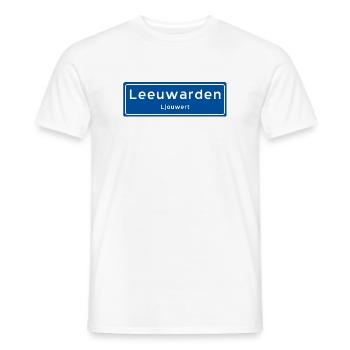 Panneau du nom de lieu Leeuwarden - T-shirt homme - blanc - Devant - AI Model Male 178 dark (178cm)