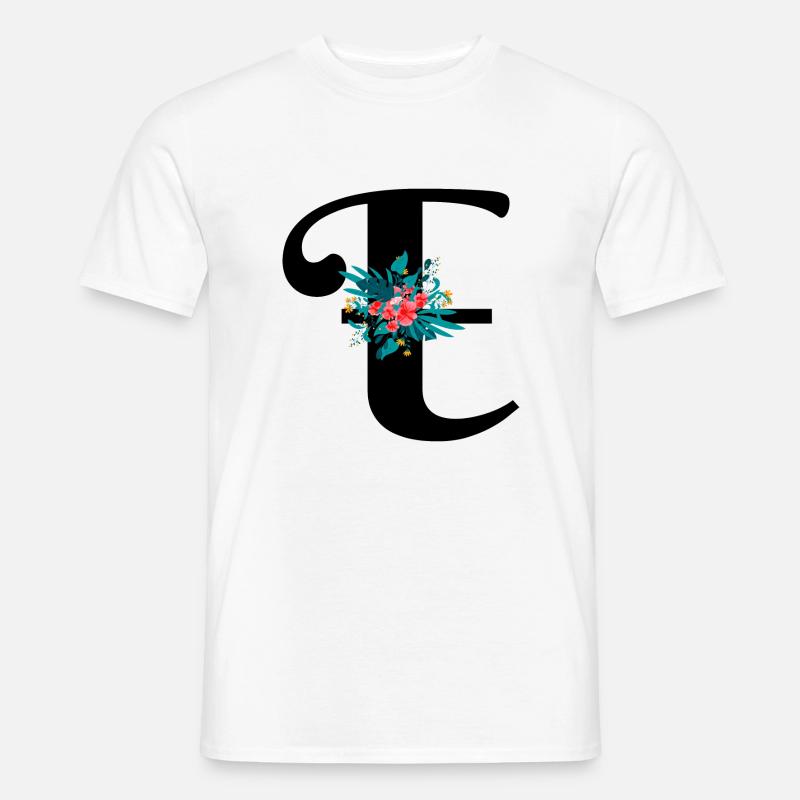 Buchstabe E geblümt - Männer T-Shirt - Weiß