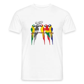 PERROQUET OISEAU MONOCHROME - T-shirt homme - blanc - Devant - AI Model Male 178 dark (178cm)
