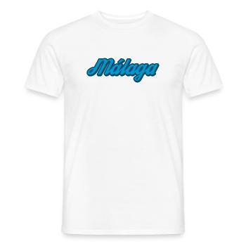Málaga Coastal Script Blue - Men's T-Shirt - white - Front - AI Model Male 178 dark (178cm)