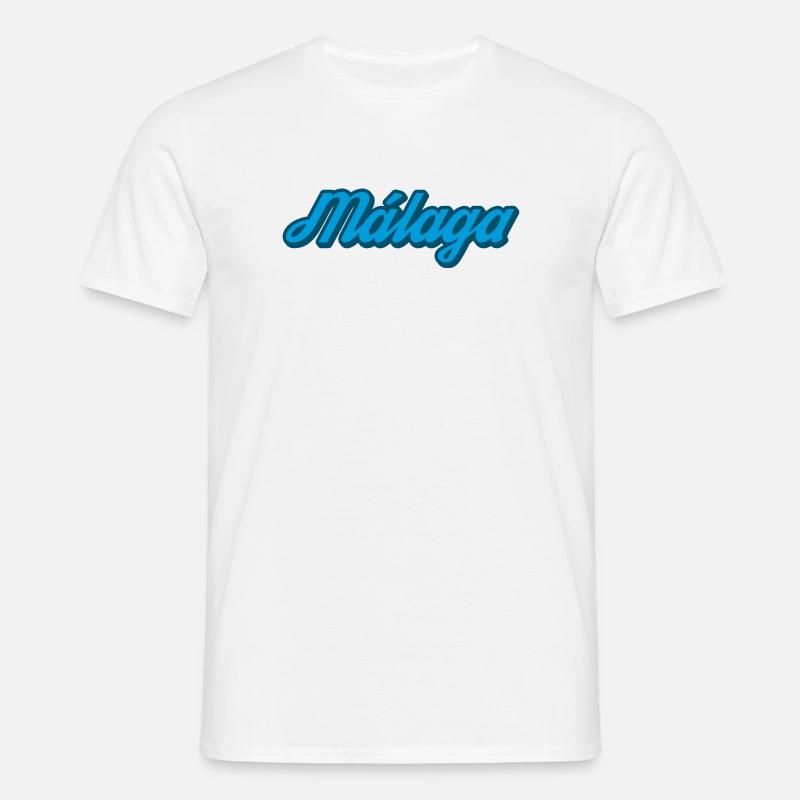 Málaga Coastal Script Blue - Men's T-Shirt - white