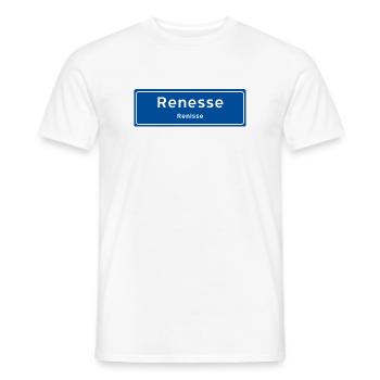 Renesse plaatsnaambord - Heren T-shirt - wit - Voor - AI Model Male 178 dark (178cm)