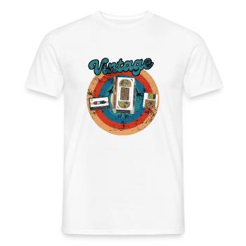 cassette audio dvd vintage - T-shirt homme - blanc - Devant - AI Model Male 178 dark (178cm)