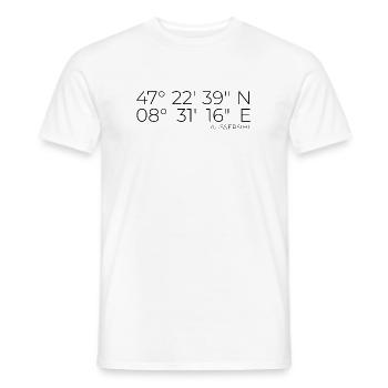 Koordinaten Aussersihl Kreis 4 Zürich - Männer T-Shirt - Weiß - Vorne - AI Model Male 178 dark (178cm)