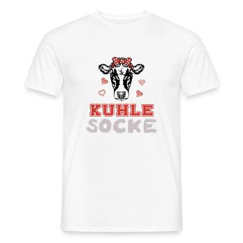 Kuhle Socke lustige Kuh mit Haarband Bäuerin - Männer T-Shirt - Weiß - Vorne - AI Model Male 178 dark (178cm)