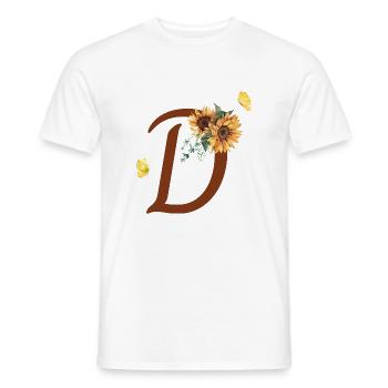 Lettre d tournesol papillon - T-shirt homme - blanc - Devant - AI Model Male 178 dark (178cm)