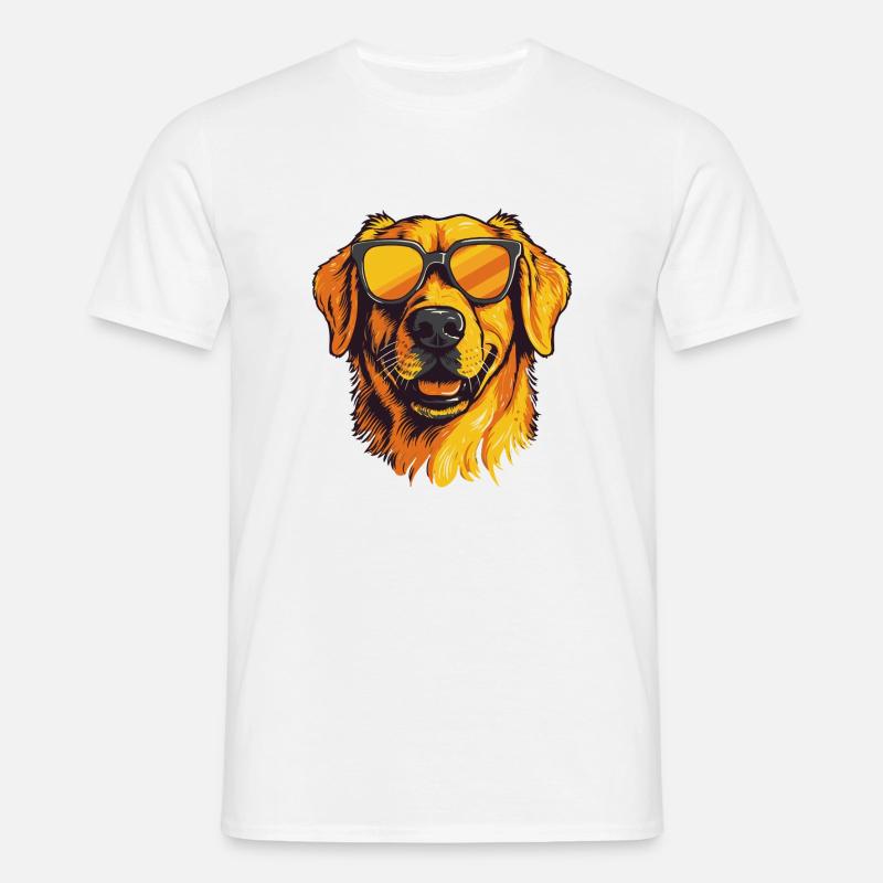 Golden Retriever with Sunglasses - Men's T-Shirt - white