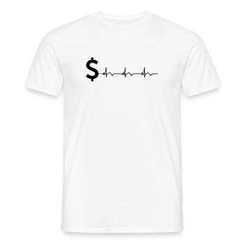 Signe dollar $ ECG Battement de cœur - T-shirt homme - blanc - Devant - AI Model Male 178 dark (178cm)
