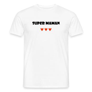 SUPER MAMAN. I LOVE MAMAN. MAMAN. FÊTE DES MÈRES.  - T-shirt homme - blanc - Devant - AI Model Male 178 dark (178cm)