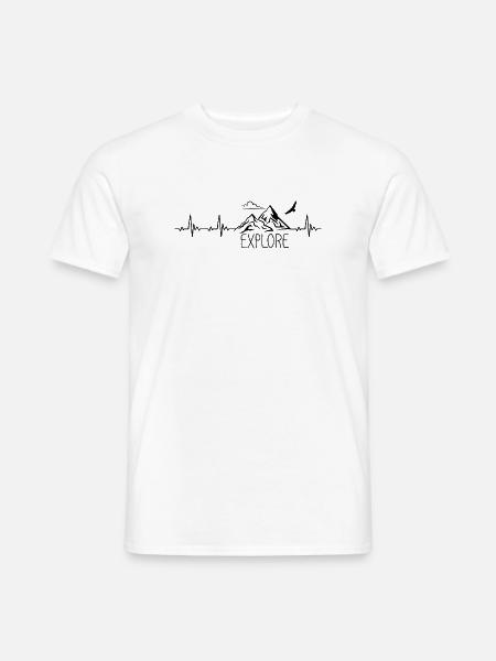 Explore Berg Gebirge Heartbeat Frequenz Puls EKG - Männer T-Shirt - Weiß