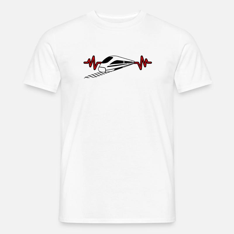 Heartbeat with train - railway worker, train driver design - Men’s T-shirt - white
