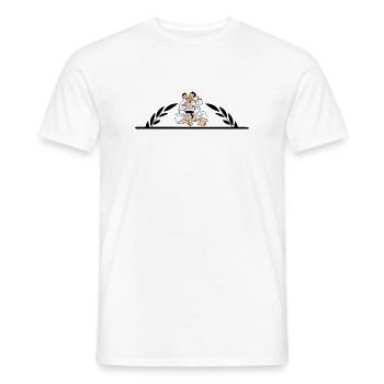 Pince de cou Judo Jiujitsu avec demi-couronne de laurier - T-shirt homme - blanc - Devant - AI Model Male 178 dark (178cm)