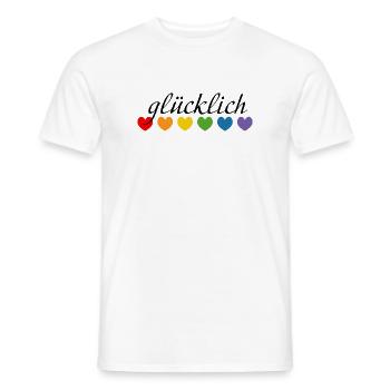Regenbogenherzchen gluecklich LGBT lgbtqi queer - Männer T-Shirt - Weiß - Vorne - AI Model Male 178 dark (178cm)