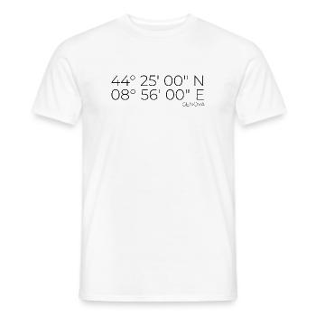 Coordonnées : Gênes, Gênes, Italie - T-shirt homme - blanc - Devant - AI Model Male 178 dark (178cm)