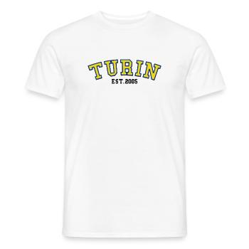 Turin Est.2005  - Men's T-Shirt - white - Front - AI Model Male 178 dark (178cm)