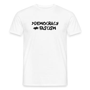 Plus de démocratie, pas de fascisme, d’antifascisme - T-shirt homme - blanc - Devant - AI Model Male 178 dark (178cm)