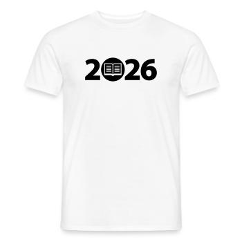 Livre 2026, Éducation 2026, Bibliothèque 2026 - T-shirt homme - blanc - Devant - AI Model Male 178 dark (178cm)