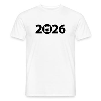 Machine à laver 2026, lessive 2026 - T-shirt homme - blanc - Devant - AI Model Male 178 dark (178cm)