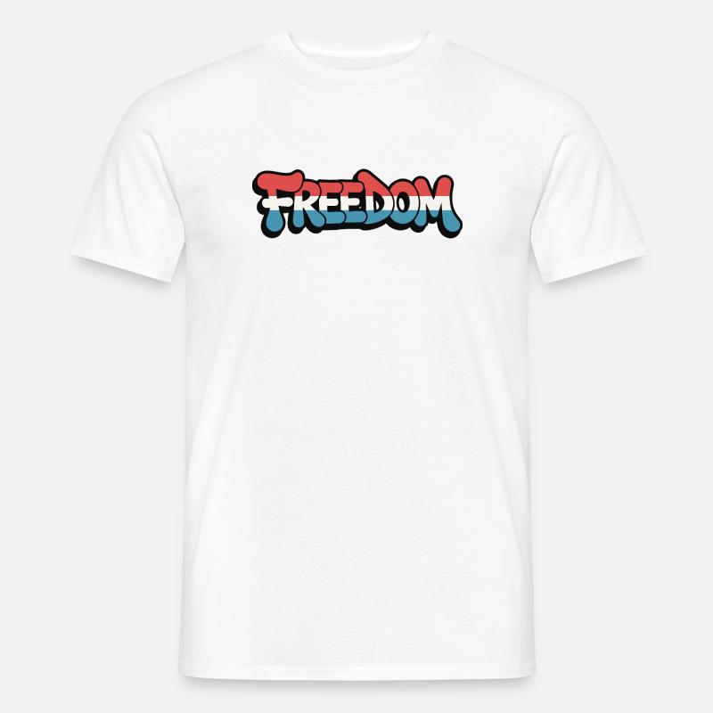 Freedom Typografie Statement Design - Männer T-Shirt - Weiß