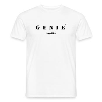 GENIE angeblich – minimalistisches Ironie-Statemen - Männer T-Shirt - Weiß - Vorne - AI Model Male 178 dark (178cm)