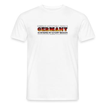 Allemagne : où mon histoire a commencé, fierté patrimoniale - T-shirt homme - blanc - Devant - AI Model Male 178 dark (178cm)