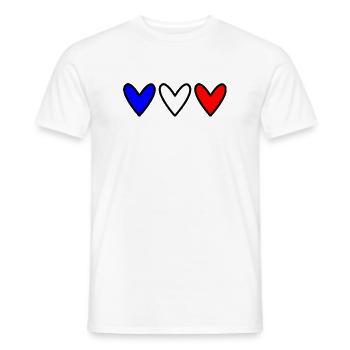 COEUR. FRANCE. BLEU. BLAN. ROUGE. COEUR. COUPLE - T-shirt homme - blanc - Devant - AI Model Male 178 dark (178cm)