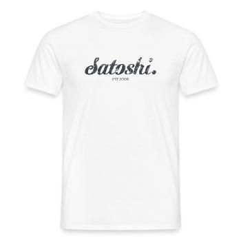 Satoshi Nakamoto Bitcoin Crypto Erfinder - Männer T-Shirt - Weiß - Vorne - AI Model Male 178 dark (178cm)