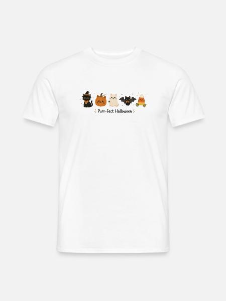 Purrfect Halloween Katzen - Männer T-Shirt - Weiß