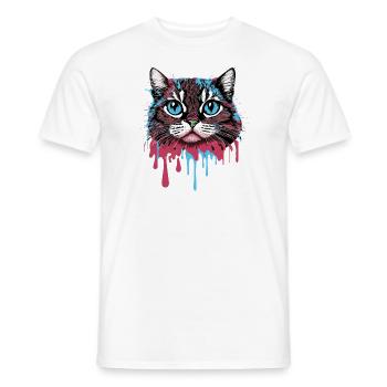 Verrücktes buntes Splash Art Katzendesign - Männer T-Shirt - Weiß - Vorne - AI Model Male 178 dark (178cm)