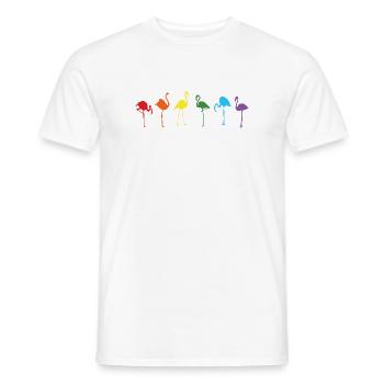 Colorful flamingo silhouettes in rainbow colors - Men's T-Shirt - white - Front - AI Model Male 178 dark (178cm)
