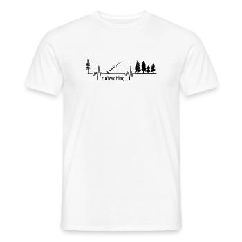 Holzschlag - Herzschlag SCHWARZ Woodlove Holzfälle - Männer T-Shirt - Weiß - Vorne - AI Model Male 178 dark (178cm)