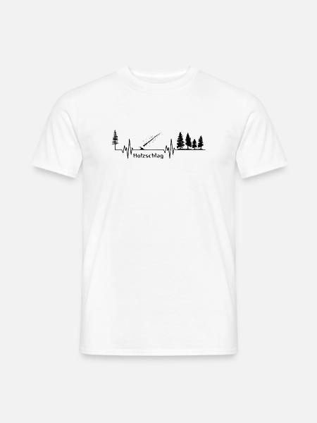 Holzschlag - Herzschlag SCHWARZ Woodlove Holzfälle - Männer T-Shirt - Weiß